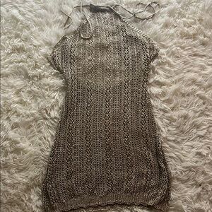 Metallic Knit Halter Dress